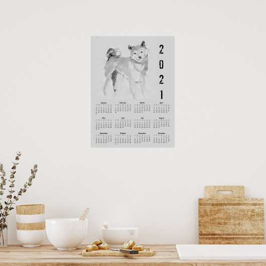 Shiba Inu Originele Schilderij 3 Kalenderposter 20 Poster (Keuken)