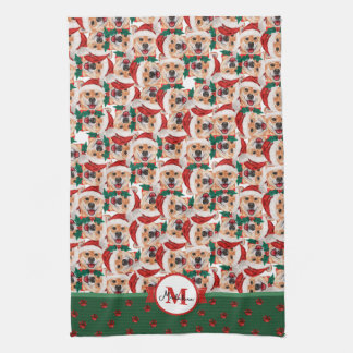 Shiba Inu Patroon Monogram Kerst Hond Theedoek