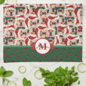 Shiba Inu Pattern Monogram kersthond Theedoek (Gevouwen)