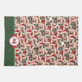 Shiba Inu Pattern Monogram kersthond Theedoek (Horizontaal)