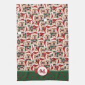 Shiba Inu Pattern Monogram kersthond Theedoek (Verticaal)