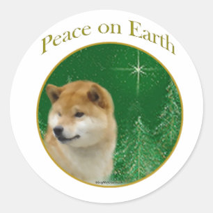 Shiba Inu Peace Ronde Sticker