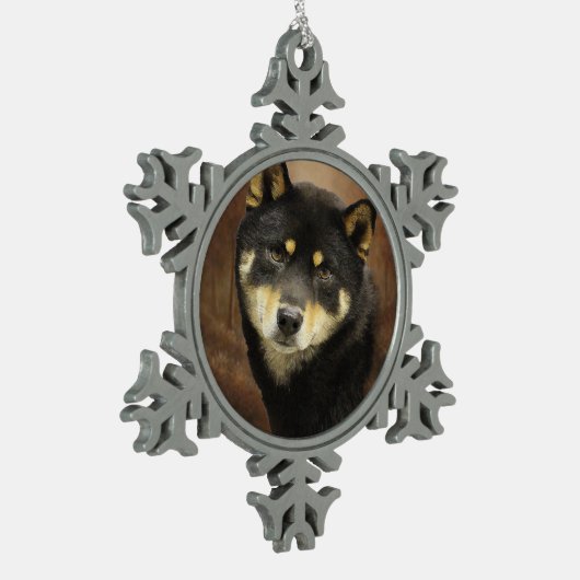 Shiba Inu Pewter Snowflake Ornament (Links)