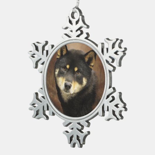Shiba Inu Pewter Snowflake Ornament (Rechts)