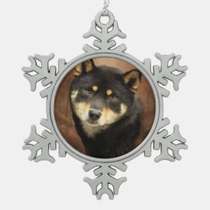 Shiba Inu Pewter Snowflake Ornament