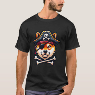 Shiba Inu Pirate Kostuum Skull Crossbones Hondenli T-shirt
