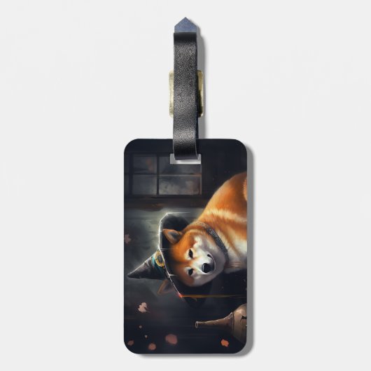 Shiba Inu pompoenen Halloween eng Bagagelabel (Achterkant verticaal)