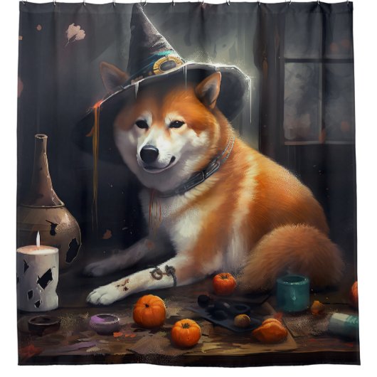 Shiba Inu pompoenen Halloween eng Douchegordijn (Voorkant)