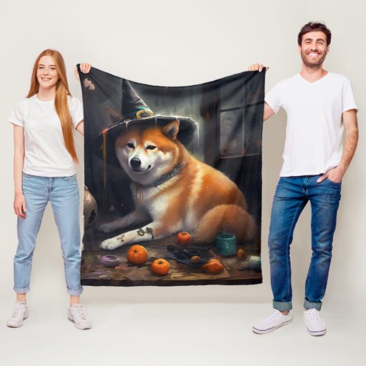 Shiba Inu pompoenen Halloween eng Fleece Deken (In situ)