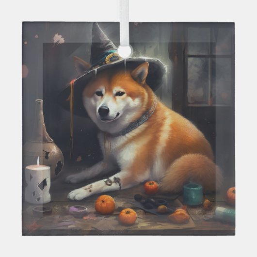 Shiba Inu pompoenen Halloween eng Glas Ornament (Voorkant)