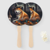 Shiba Inu pompoenen Halloween eng Handwaaier (Voorkant en achterkant)
