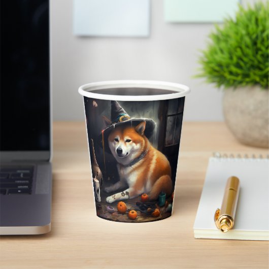 Shiba Inu pompoenen Halloween eng Papieren Bekers (Insitu)