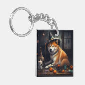 Shiba Inu pompoenen Halloween eng Sleutelhanger (Voorkant Links)
