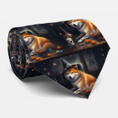 Shiba Inu pompoenen Halloween eng Stropdas (Opgerold)