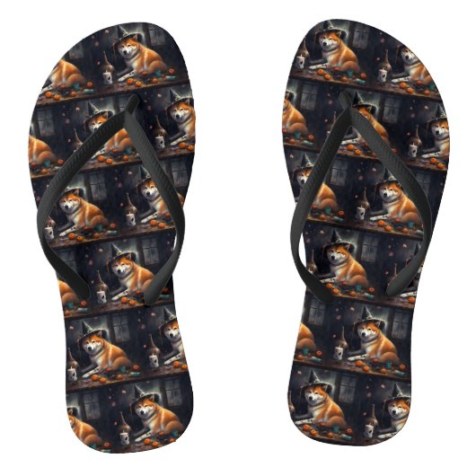 Shiba Inu pompoenen Halloween eng Teenslippers (Voetbed)
