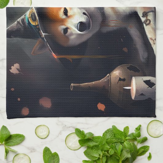 Shiba Inu pompoenen Halloween eng Theedoek (Gevouwen)