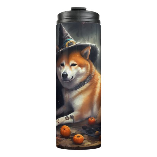 Shiba Inu pompoenen Halloween eng Thermosbeker (Voorkant)
