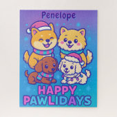 Shiba Inu Poodle Christmas Dogs Blue Purple Puppy Legpuzzel (Verticaal)