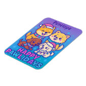 Shiba Inu Poodle Christmas Dogs Blue Purple Puppy Magneet (Linkerzijde)