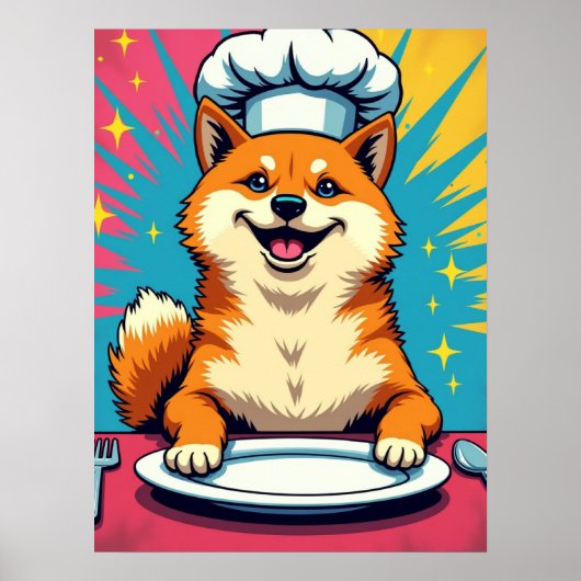 Shiba Inu: Pop Art Dog Chef Poster (Voorkant)