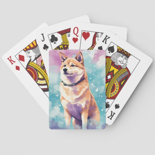 Shiba Inu Pop Art Dreamy & Whimsical Design Pokerkaarten (Achterkant)