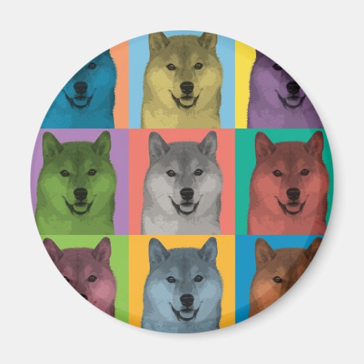 Shiba Inu Pop-Art Magneet (Voorkant)