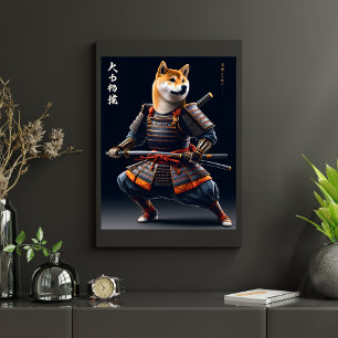 Shiba Inu Portret Samurai Japanse Warrior Wall Perfect Poster