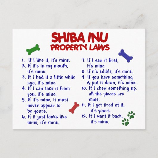 SHIBA INU Property Laws 2 Briefkaart (Voorkant)