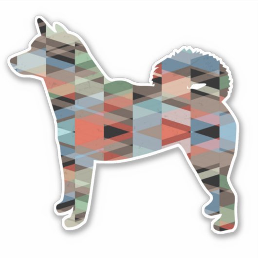 Shiba Inu Pset Geometric Pattern Silhouette Sticker (Voorkant)
