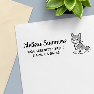 Shiba Inu Pup Retouradres Zelfinktende Stempel
