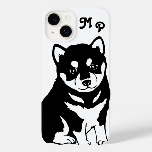 Shiba Inu Puppy Art Monogram Case-Mate iPhone Case (Achterkant)