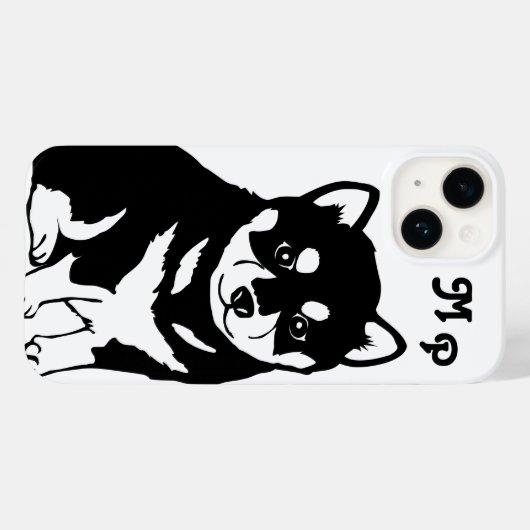 Shiba Inu Puppy Art Monogram Case-Mate iPhone Case (Achterkant (horizontaal))