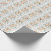 Shiba Inu Puppy Baby Pastel Waterverf Patroon Cadeaupapier (Hoek)