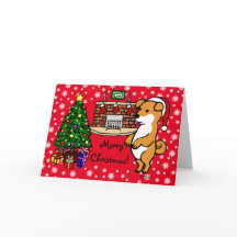 Shiba Inu Puppy Christmas Santa Red