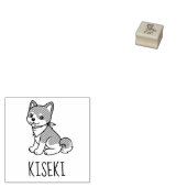 Shiba Inu Puppy Dog Custom Name 1x1 Rubberstempel (Gestempeld)