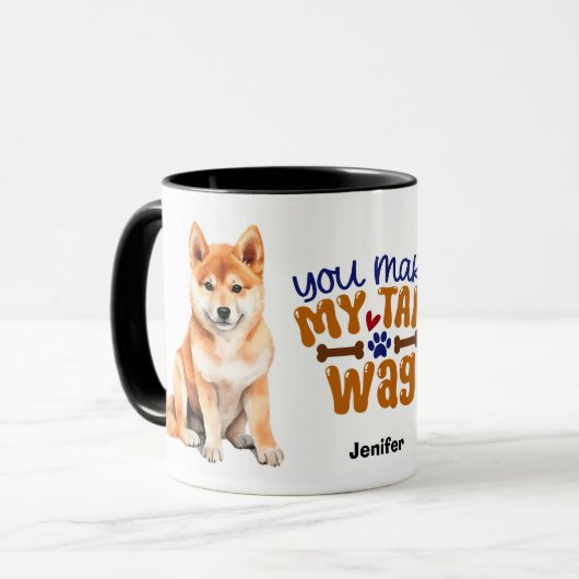 Shiba Inu Puppy Dog You Make My Tail Wag Mok (Voorkant links)
