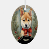 Shiba Inu Puppy Eerste Kerstmis Ornament (Voorkant Rechts)