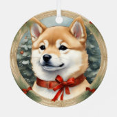 Shiba Inu Puppy Eerste Kerstmis Ornament (Achterkant)