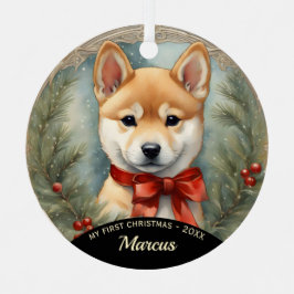 Shiba Inu Puppy Eerste Kerstmis Ornament