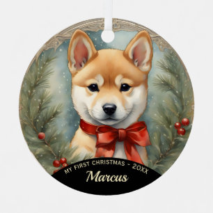 Shiba Inu Puppy Eerste Kerstmis Ornament