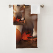 Shiba Inu Puppy Herfst Delight Pompoen Bad Handdoek (Insitu)