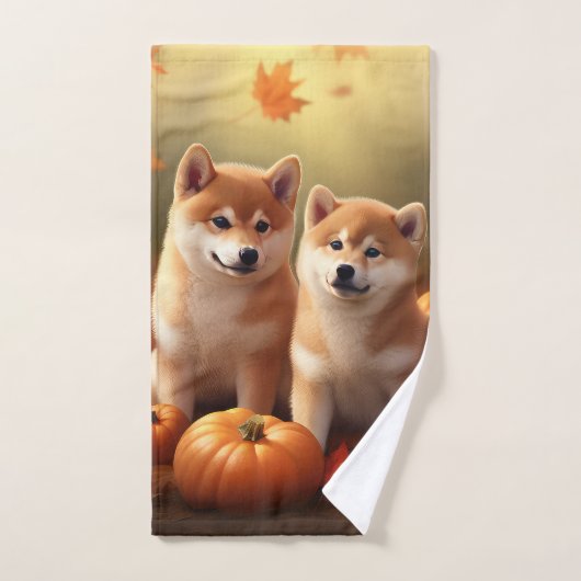 Shiba Inu Puppy Herfst Delight Pompoen Bad Handdoek (Handdoek)