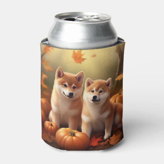 Shiba Inu Puppy Herfst Delight Pompoen Blikjeskoeler (Blikje Voorkant)