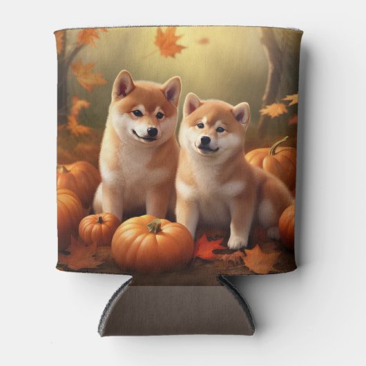 Shiba Inu Puppy Herfst Delight Pompoen Blikjeskoeler (Voorkant)