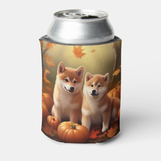 Shiba Inu Puppy Herfst Delight Pompoen Blikjeskoeler (Blikje Achterkant)