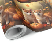Shiba Inu Puppy Herfst Delight Pompoen Cadeaupapier (Rol Hoek)