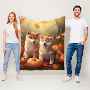 Shiba Inu Puppy Herfst Delight Pompoen Fleece Deken
