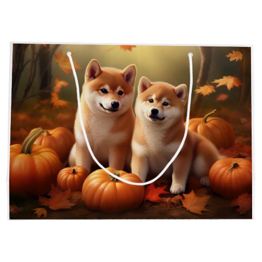 Shiba Inu Puppy Herfst Delight Pompoen Groot Cadeauzakje (Achterkant)