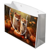 Shiba Inu Puppy Herfst Delight Pompoen Groot Cadeauzakje (Achterkant Gekanteld)