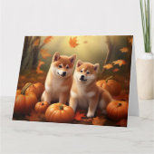 Shiba Inu Puppy Herfst Delight Pompoen Kaart (Voorkant)
